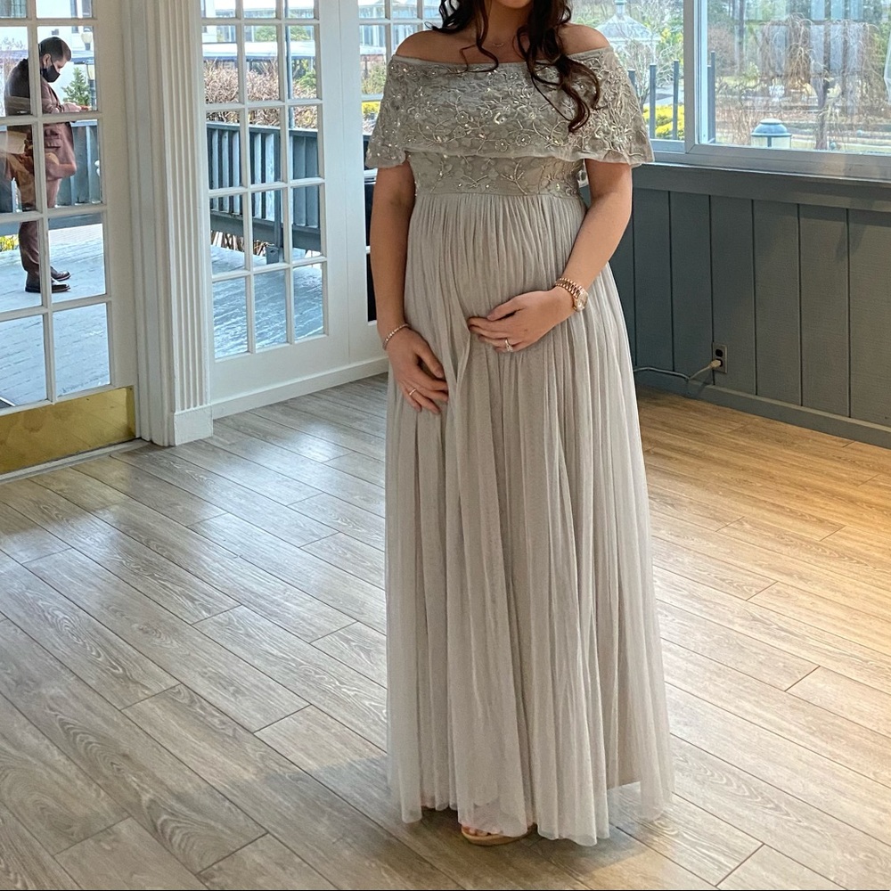 Asos silver evening gown-NOT maternity